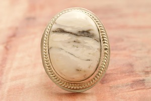 Genuine White Buffalo Turquoise Native American Sterling Silver Ring